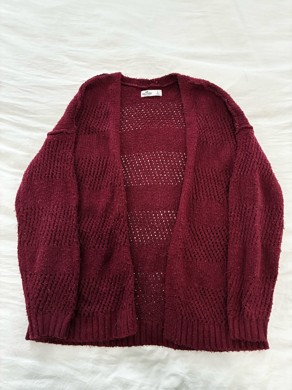 Hollister Open-Front Knit Cardigan - Burgundy
